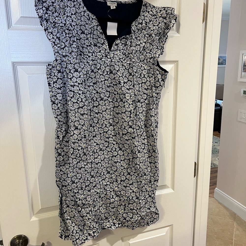 J. Crew Black and White Ruffled Sheath Dress